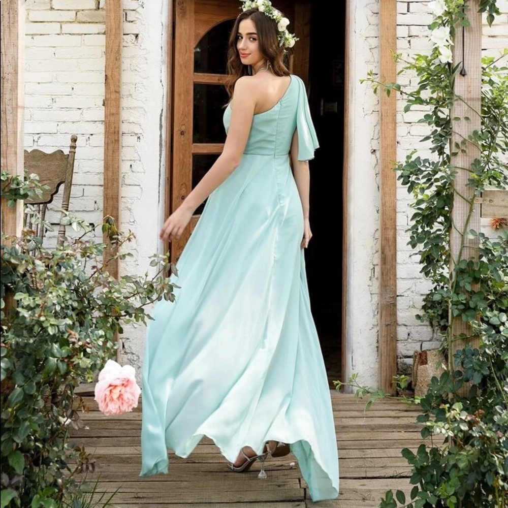 Shoulder Maxi Boho Wedding Dress Mint Blue